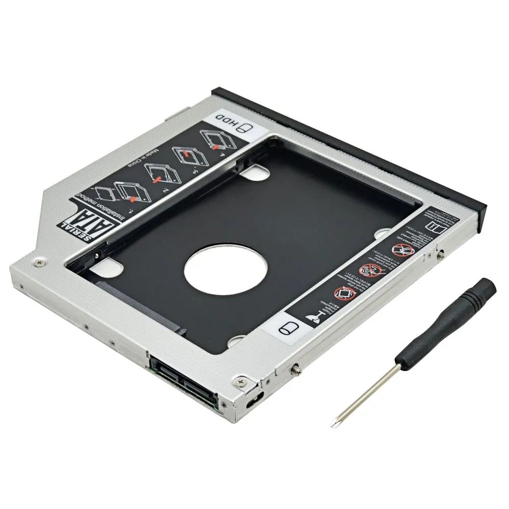 Aluminum SATA III 2nd HDD Caddy 9.5MM 2.5" SSD Case HDD Enclosure for Dell E5400 E6400 E6410 E6500 E6510 M4400 M4500 DVD-ROM usb 2.0 hdd external box