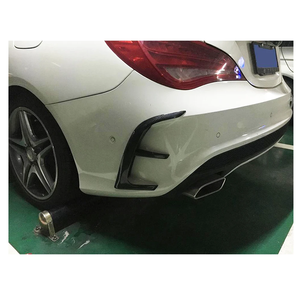Углеродного волокна задний бампер, устанавливаемое на вентиляционное отверстие в салоне автомобиля литья отделка дефлектор делителя для Benz cla Class C117 CLA250 CLA260 CLA45 4 предмета в комплекте