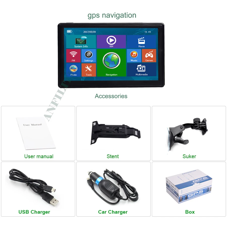 Anfilite 7 дюймовый экран 800x480 Bluetooth avin ddr 128M 4 ГБ gps навигатор для грузовика Windows CE 6 0 wince