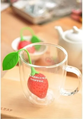 

200 pcs/lot Silicone Strawberry Design Loose Tea Leaf Strainer Herbal Spice Infuser Filter Tools New free shipping