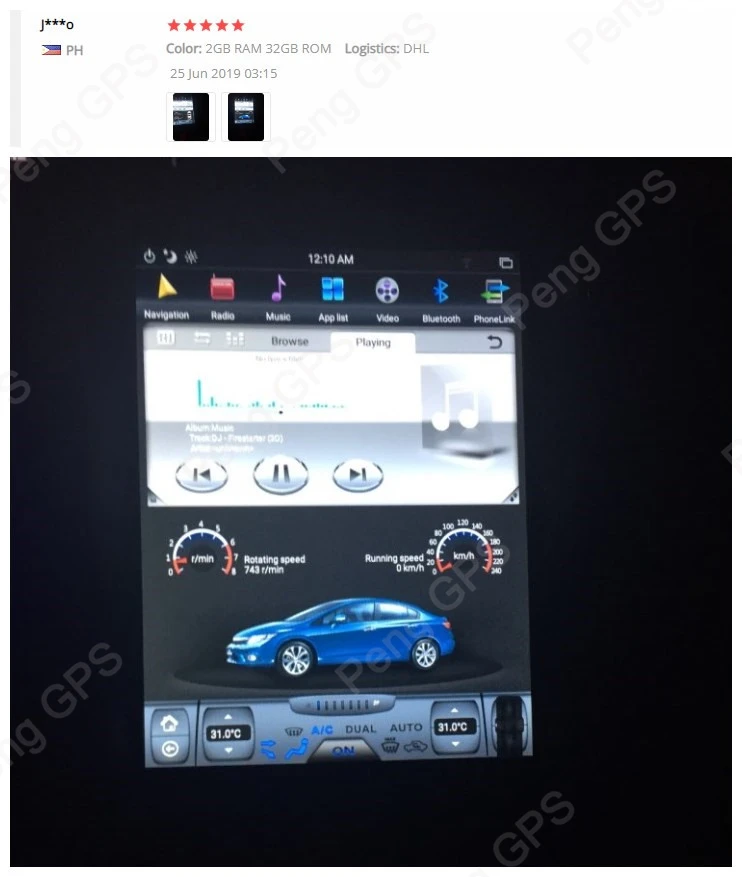Flash Deal 10.4“ PX-6 Android 8.1 Tesla Radio Car GPS Navigation for Honda Civic 2012-2015 Voice Control 4G+64G 1920*1080 4K Headunit Radio 9