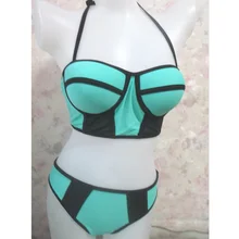 Высокое качество Бразильский бикини пуш-ап мягкий бюстгальтер купальник женский на завязках бикини летние пляжные Сексуальные бикини с высокой талией