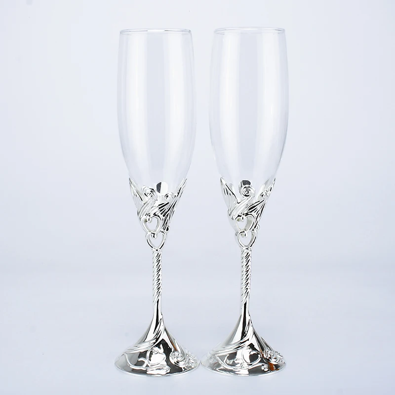 2019 WeddingToasting Flutes Champagne Glasses Sliver Champagne Cup Set