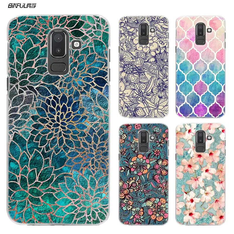 

Datura Floral Mandala Flower Phone Case for Samsung Galaxy A9 A7 A8 A6 + Plus 2018 A5 A3 2017 Hard Plastic Clear Cover Shell
