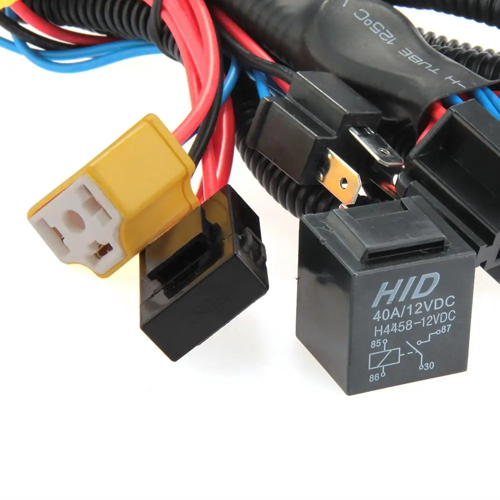 H4/9003 Ceramic Fused Relay Wiring Harness Headlight Bulb Booster