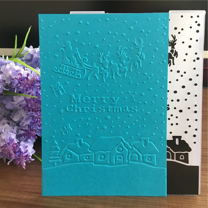  Merry Christmas Snowman Deer plastic embossing folder for festival gift box greeting card Christmas - 32904816040