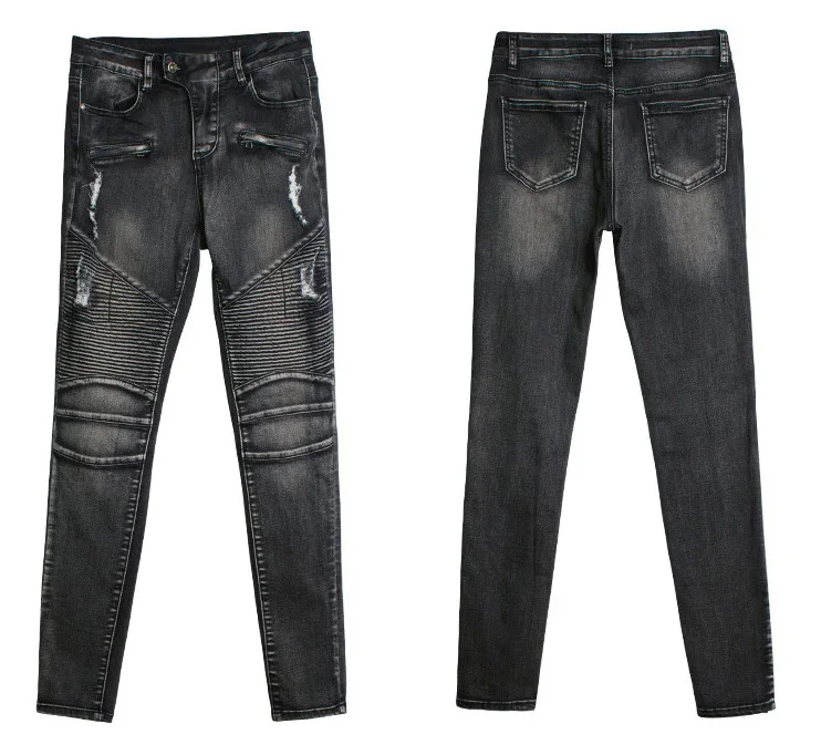 CatonATOZ 2168, женские модные черные панк байкерские джинсы для мам, женские Стрейчевые облегающие рваные джинсы, обтягивающие джинсы для женщин