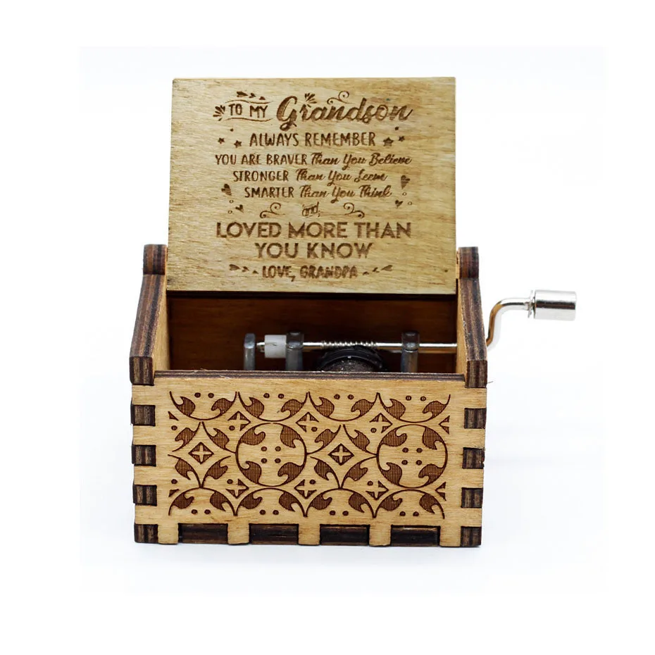 Hand Crank Music Box for Daughter Gifts from Dad, You are My Sunshine Unique Gifts for Daughter Vintage Wooden Music Box