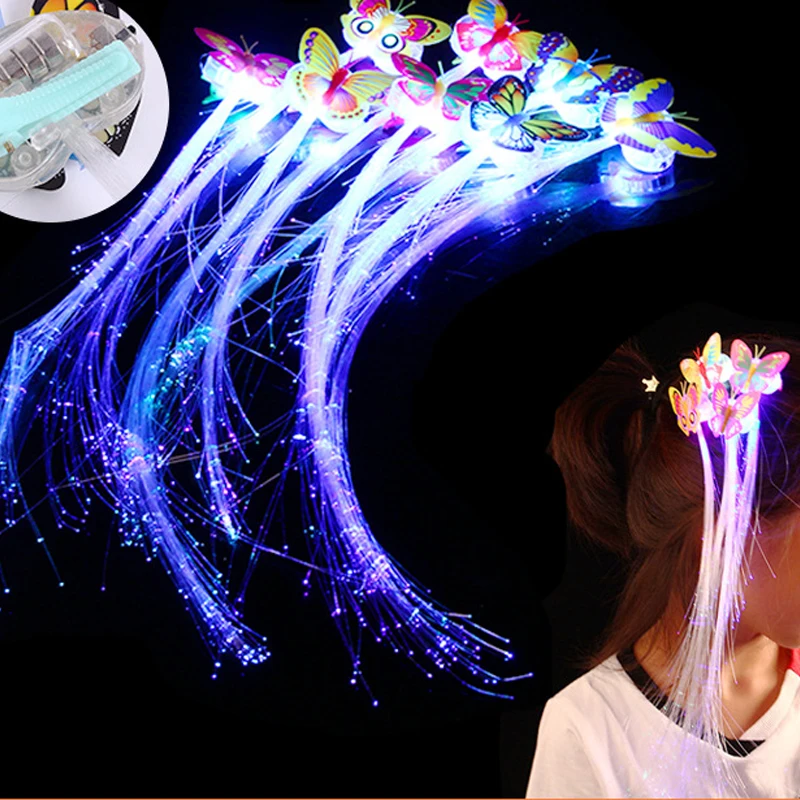 

1Pc LED Flashing Hair Braid Glowing Luminescent Hairpin Novetly Hair Ornament Girls Led Toys New Year Party Christmas Gift