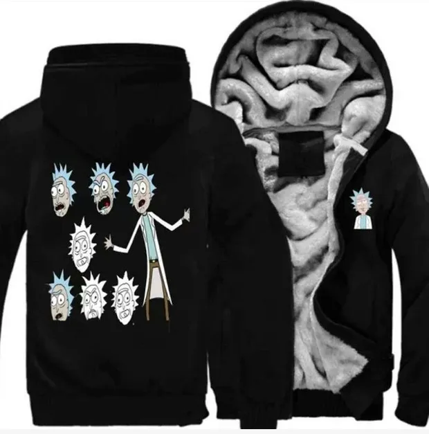 2018 Dropshipping Men Women Rick and Morty Casual Hoodies for Men Women Thicker Fleece Coat Jacket Unisex Sweatshirts size 6XL