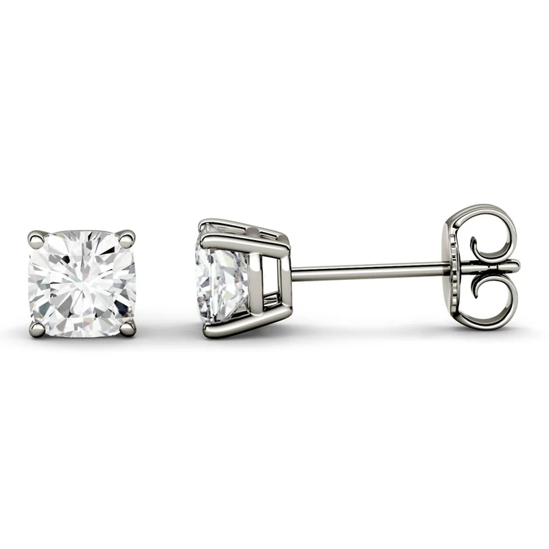 Charles Colvard 0.5CT VVS D цветные серьги-гвоздики из муассанита с подушками для женщин, модные ювелирные изделия из твердого желтого золота 18k