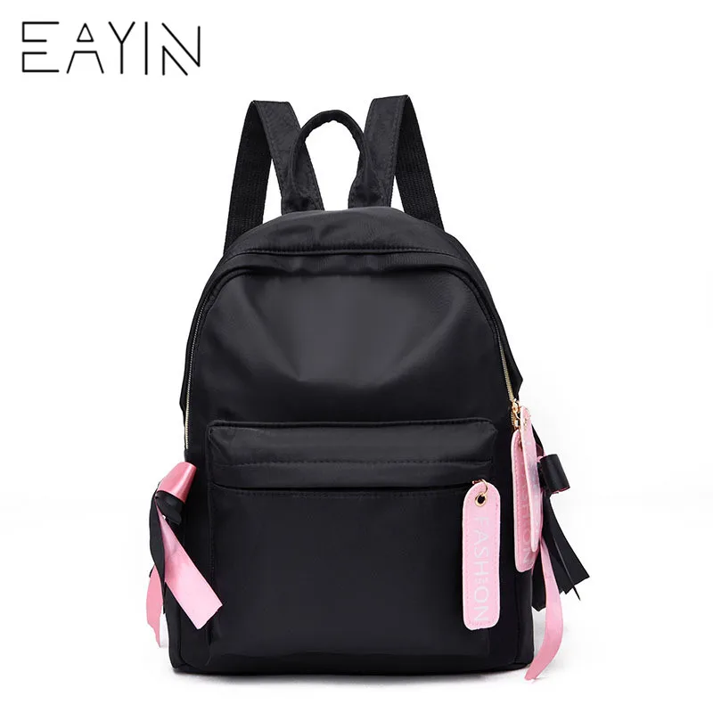 

EAYIN Casual Girls Book Bags Women School Bags Sweet Canvas Backpacks For Teenager Girls Solid Color Shoulder Bags For Young