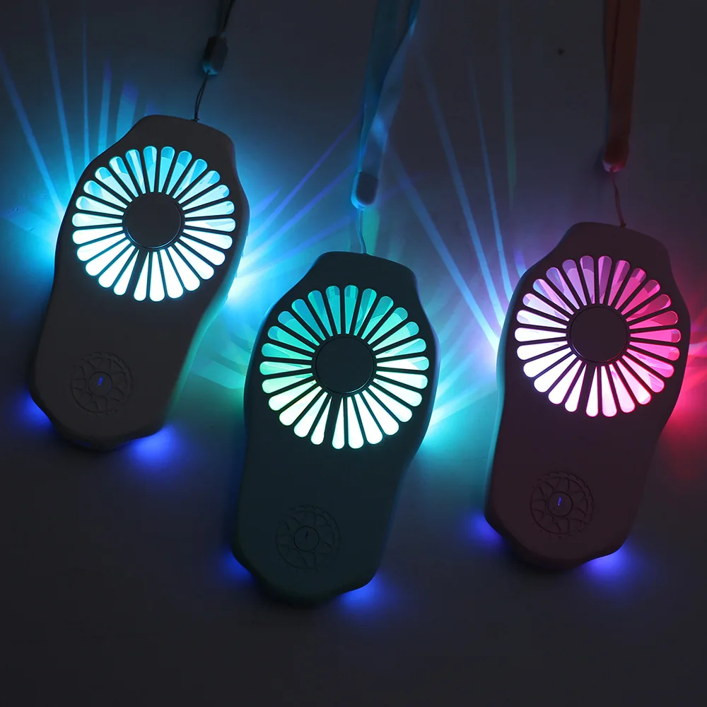 Summer USB Charged Fan with LED Light for Outdoor Travel Mini
