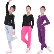 Детский танцевальный костюм практике Для детей гимнастика Топ/брюки костюм этап Выступления