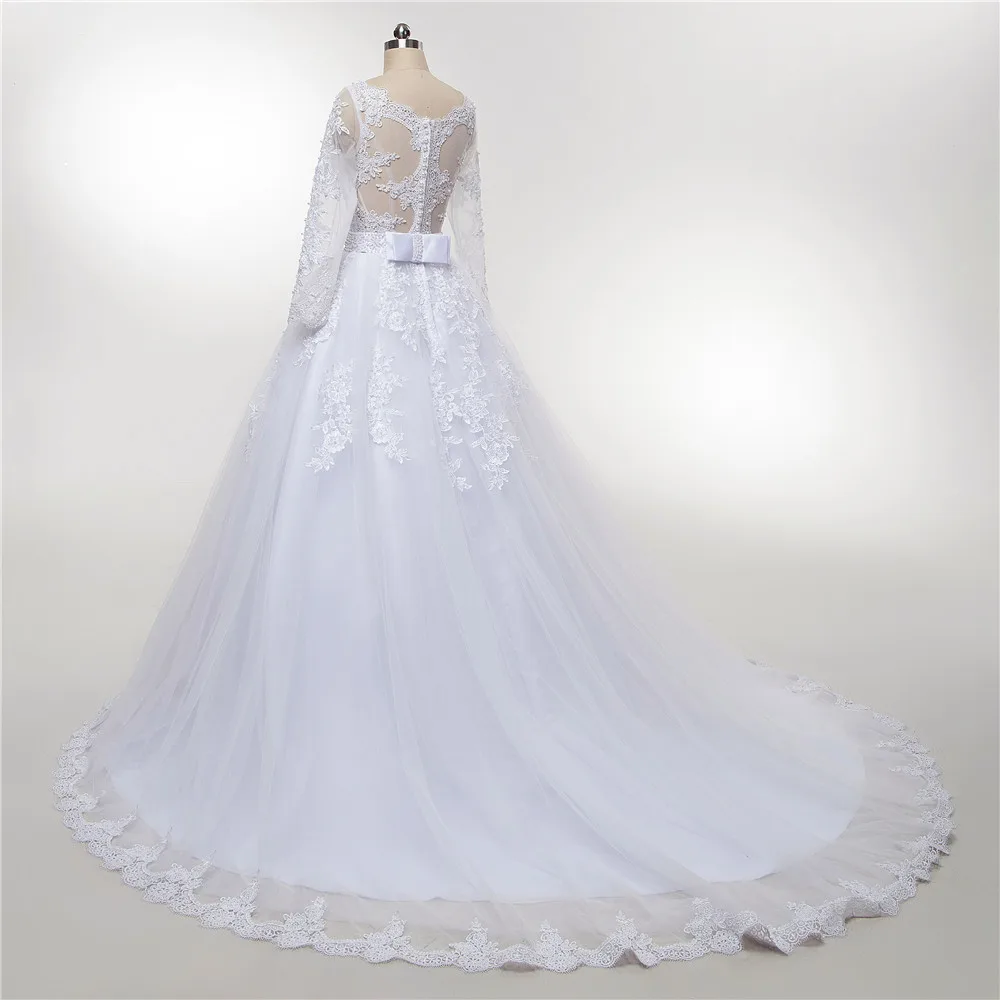 Fansmile Тюль Mariage Vestido De Noiva кружева поезд свадебное платье подгонянного размера плюс свадебные платья свадебное платье FSM-470T