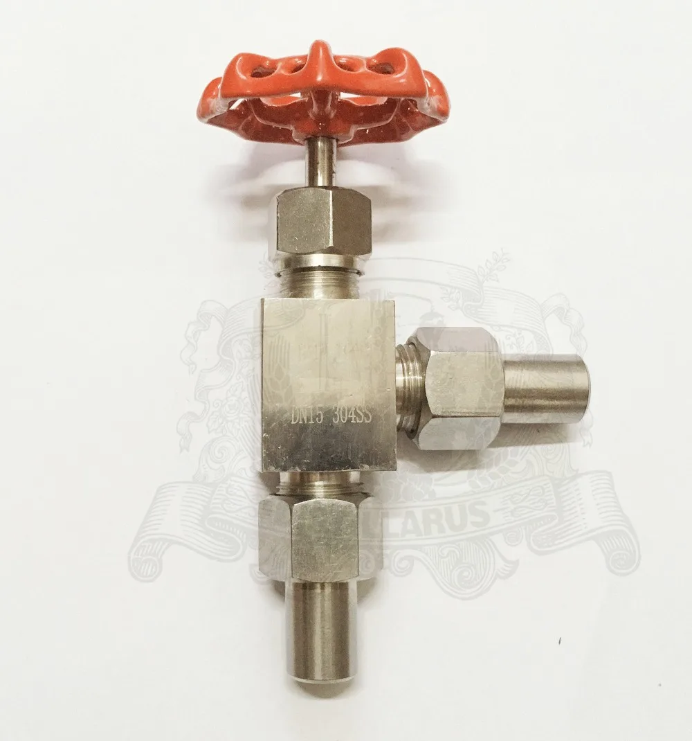 

1/2" (DN15) needle valve 90 degree. Stainless steel 304 .Red. Connection diameter 19mm
