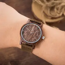 2018 Для Мужчин's орех деревянные Наручные часы с подлинной натуральной кожи группа роскошные деревянные часы для Для мужчин как подарки