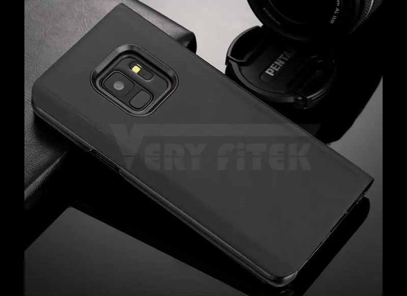 For Samsung Galaxy S9 S8 Plus S7 S6 edge A8 2018 Case Luxury Flip Stand Clear View Mirror Phone Cover For iphone X 8 7 6s 6 plus (22)