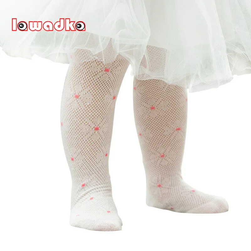 Цветочные Хлопковые вязаные колготки Lawadka для маленьких девочек Летние Стильные