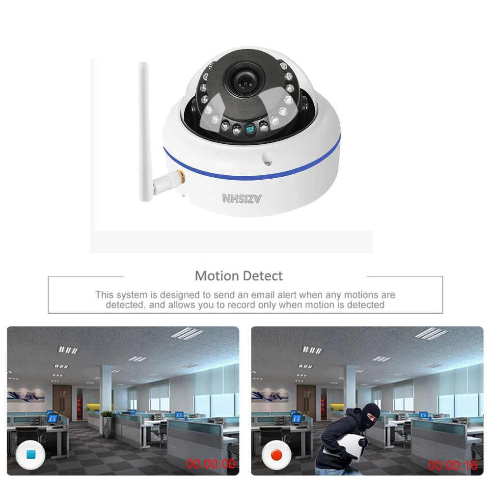 Камера видеонаблюдения AZISHN Vandalproof 1080P 960P 720P беспроводная и Проводная IP камера