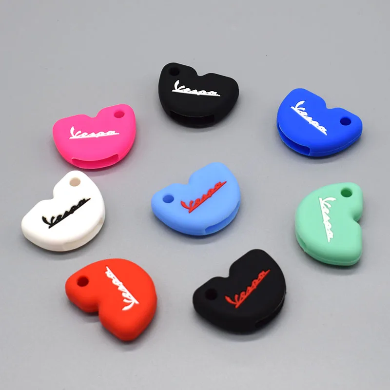 

silicone rubber key fob set case cover cap sticker protect keyring keychain for Vespa piaggio new fly 3vte 125 gts gtv 250 300