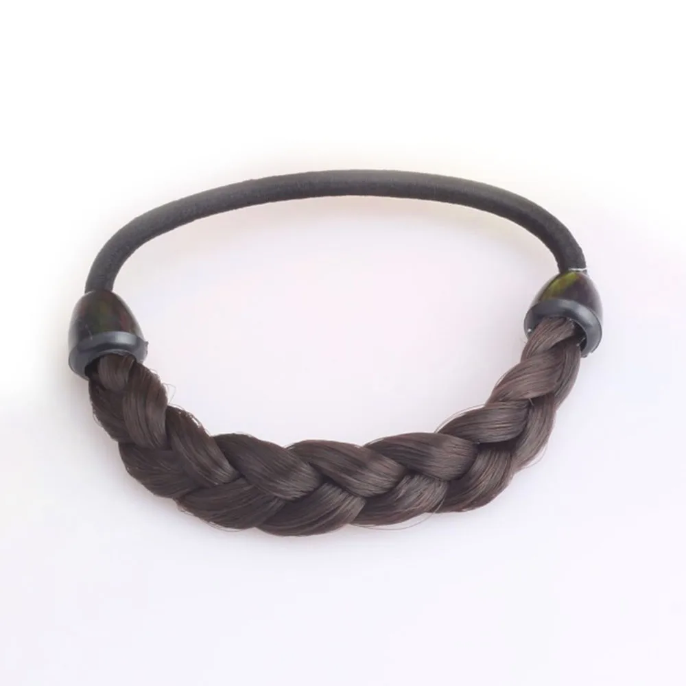 1 pc Korean Style Hairpiece Accessories Rope Hairband Synthetic Wig Elastic Hair Rope Headwear Ponytail Holder Braided Hairband - Цвет: black gray