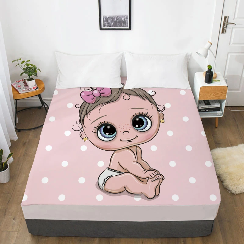 3D HD Cartoon Bed Sheet With Elastic,Fitted Sheet for Kids/Baby/Child/Boy/Girl,Animal zoo Mattress Cover Custom/160x200 - Цвет: cartoon 06