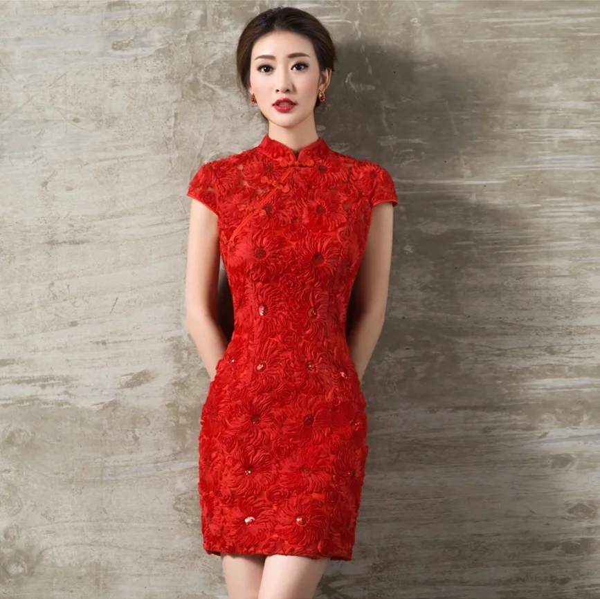 Buy Women Red Lace Applique Chinese