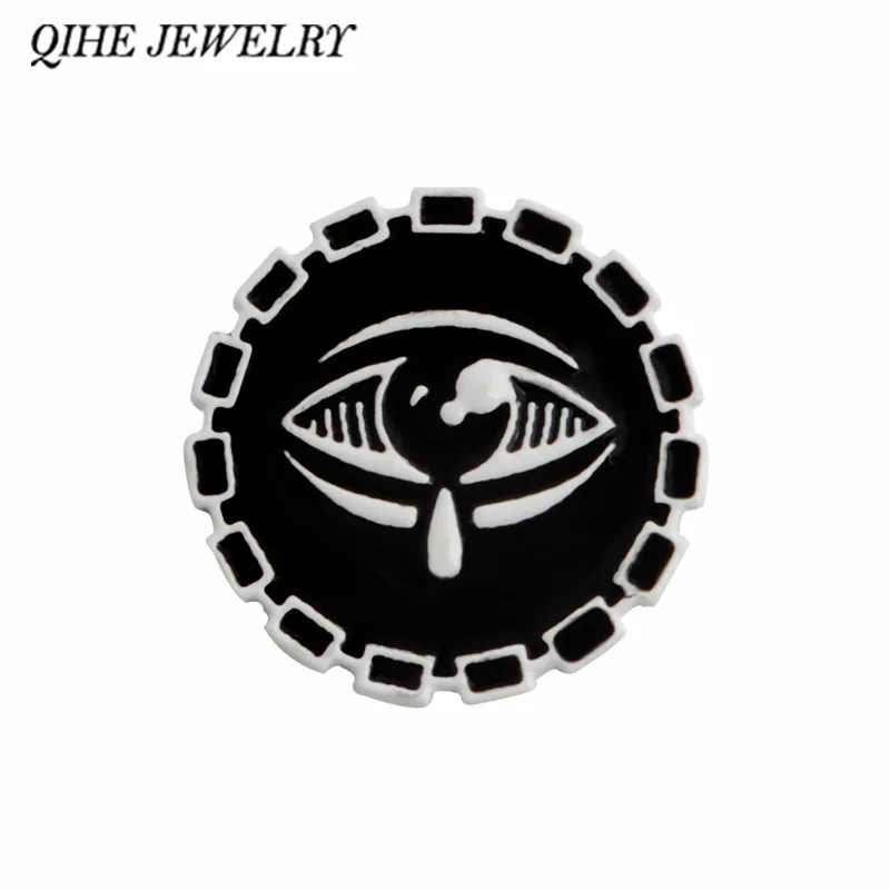 QIHE JEWELRY Black tear eye Brooches Badges Hats purses backpacks scarves display boards pin collection Black Dark Punk Pins