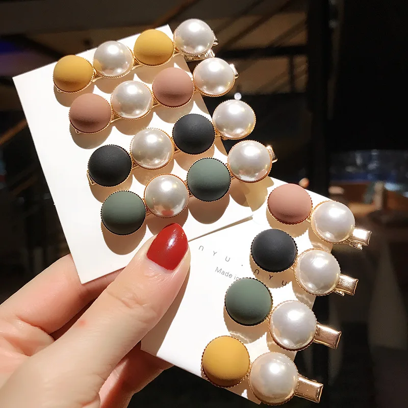 

2019 1PC Spring Candy Scrub Bead Hairpins Hair Accessories Hit Color Imitiation Pearl Hair Clips Barrettes Women Hairgrip