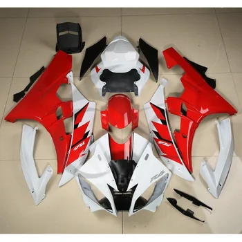 

Motorcycle Red White INJECTION ABS Fairing Bodywork Set For YAMAHA YZF R6 YZF-R6 2006 2007 06-07 19A