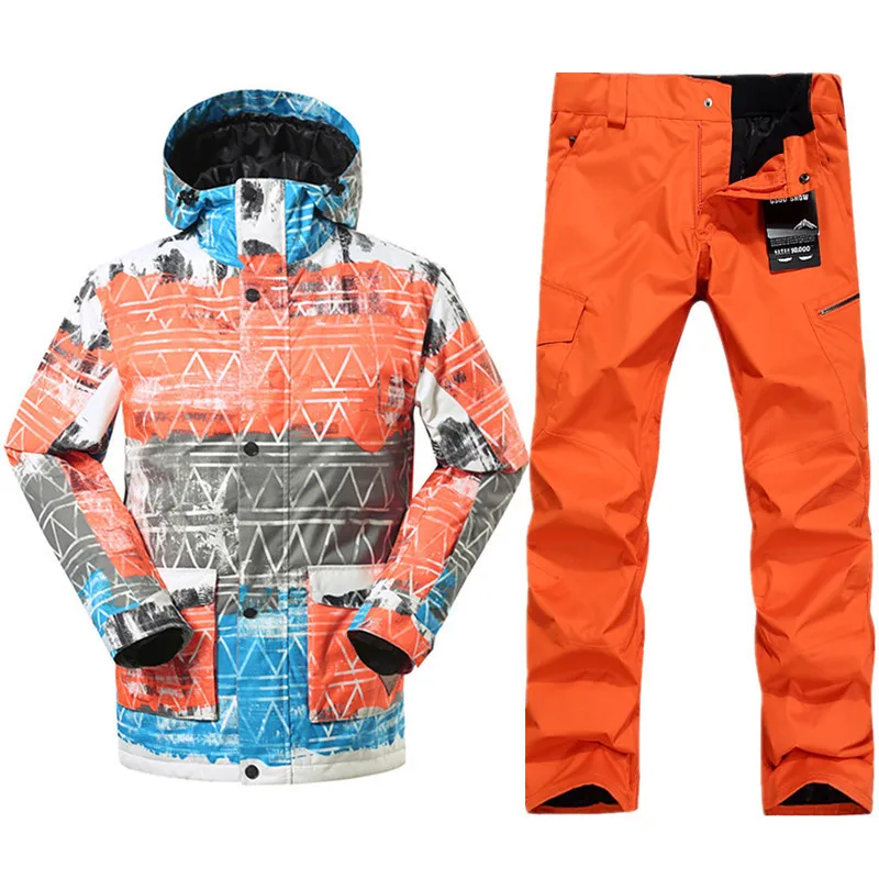 Новые высококачественные мужские лыжные куртки и штаны, сноубордические комплекты, толстые теплые водонепроницаемые ветрозащитные зимние мужские лыжные костюмы
