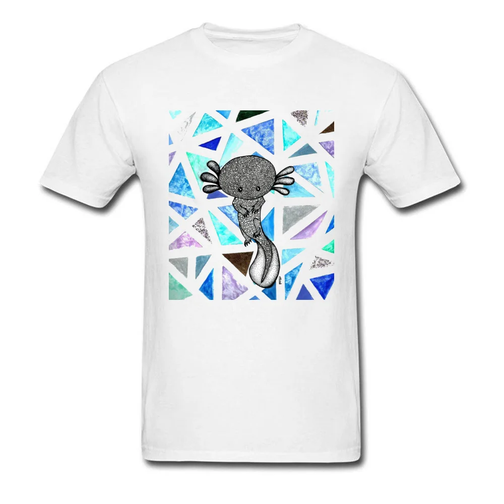 Tops Shirt Sweet Axolotl Summer Retro Printed Short Sleeve Cotton Fabric Round Collar Men's Top T-shirts Printed Tee-Shirt Sweet Axolotl white