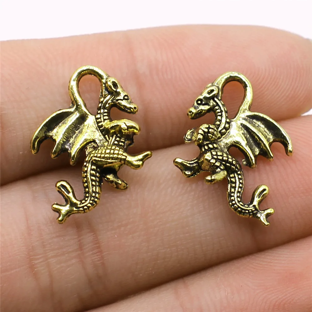 

Clearance Sale 10pcs Antique Gold Color 14x20mm Dragon Charms Pendant For Jewelry Making Diy Jewelry Findings