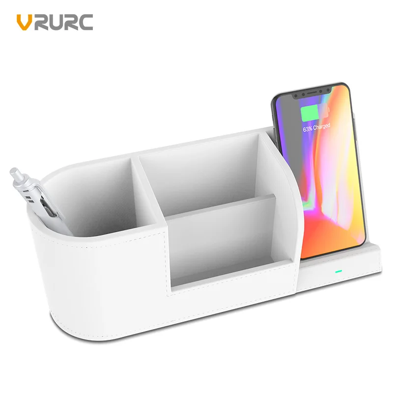 VRURC 10W Fast Charging Multi Function Qi Wireless Charger+Pen Holder