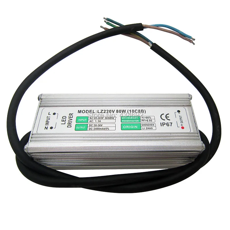 

60W 80W 100W High Power IP67 Waterproof Led Driver AC85-265V 30-36V Led Lighting Transformers CE Certification