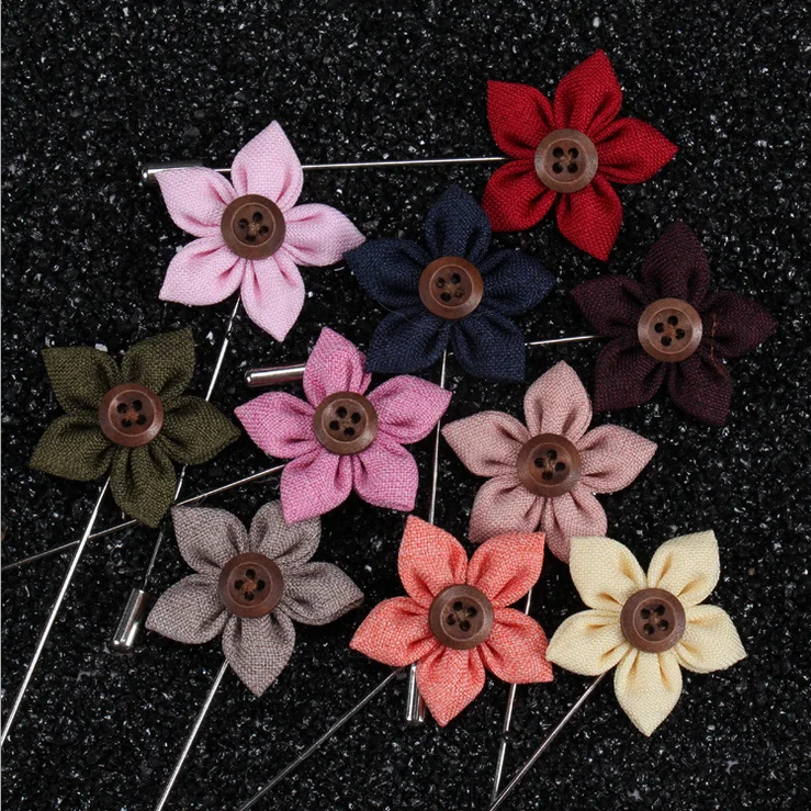 

Fabric Cherry Blossoms Flower Brooch Fashion Lapel Pin Men Women Wedding Party Gift