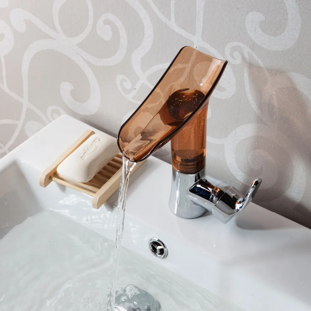 KEMAIDI смесители для раковины дизайн водопад кран для ванной комнаты с одной ручкой смеситель для раковины кран для ванны Твердый акриловый, Хромовый кран
