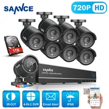 SANNCE HD 8CH 720 P ВИДЕОНАБЛЮДЕНИЯ Системы Безопасности 8 ШТ. 1250TVL AHD 720 P Безопасности Камеры Видеонаблюдения DVR Комплект 1 ТБ HDD