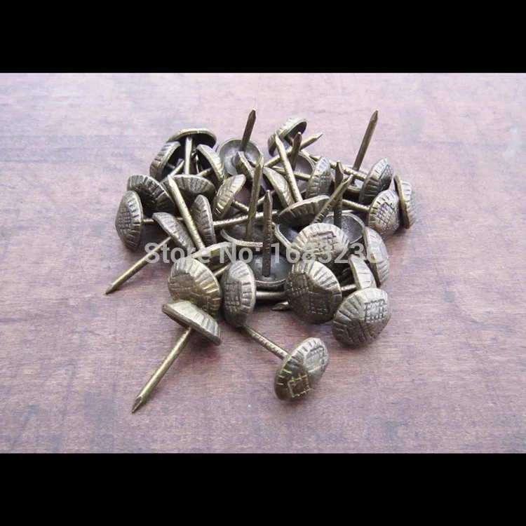 100pcs Antique Brass Upholstery Nail Jewelry Gift Wine Case Box Sofa
