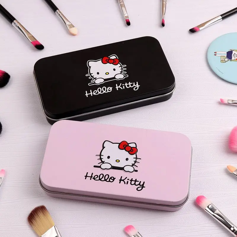 

7Pcs Hello Kitty Makeup Brush Set with Iron Mini Box Make up Professional Facial Brushes Black/Pink Maquiagem Women Girls Gifts