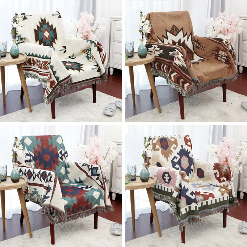 

2016 New American Sofa Knitted Blanket Cotton Thread Blanket Bohemian Blanket
