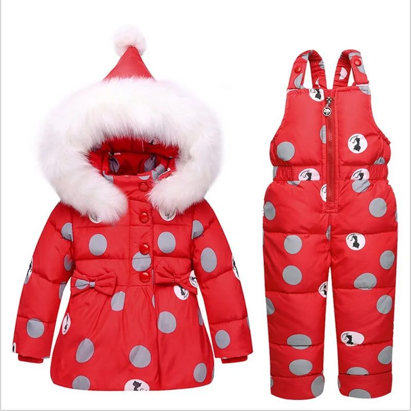 New 30 degree Russia Winter baby girl Ski Suit girl White Duck Down Snowsuit Children Clothing