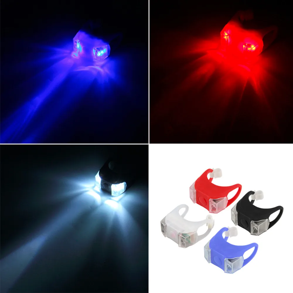 Discount Bike Bicycle Cycling Silicone Head Front Rear Tail Taillight Lamp Safety Flash Flashlight Light LED 20