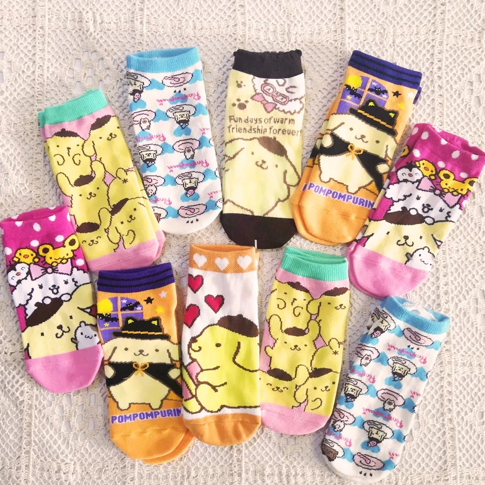 

pompompurin socks cartoon socks adult cute pom pom purin kawaii dog pattern japan style 10 pairs/lot wholesale
