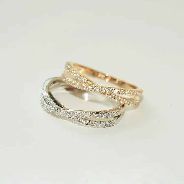 

Cute Female Small Zircon Stone Ring Silver Rose Gold Color Wedding Bands Promise Adjustable Engagement Rings For Women