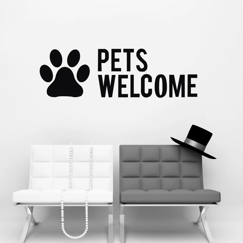 PETWELCOM Letters Wall Sticker Pet Shop PVC Wall Decal Dog Cat Mural Art Sticker Pet Grooming Salon Decoration