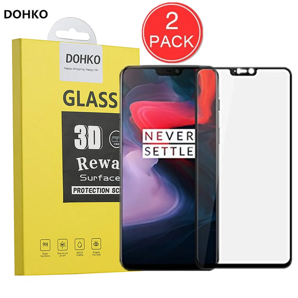 

2 PACK For Oneplus 6 2.5D Screen Protector Protective Film For Oneplus6 Full Cover HD Tempered Glass Original high quality