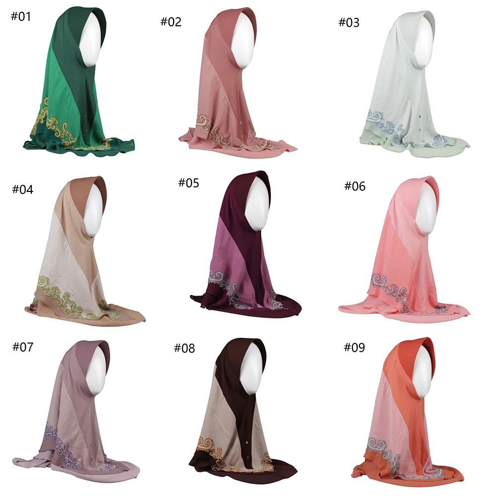Мусульманский головной платок Малайзия цветочный принт хиджаб мгновенный готов носить удобный тюрбан Муслима шаль