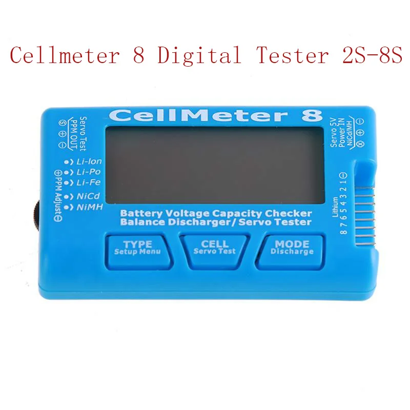 

CellMeter 8 without background light or Discharge Multifunctional Digital Power Servo Checker Tester 2S-8S 8M For RC Spare Parts